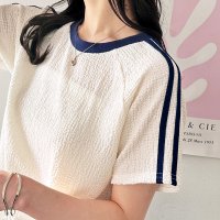 GeeRA/ジーラ GeeRA 《FIRSTMOODコラボ》ふくれジャガード袖ラインTシャツ/508027212