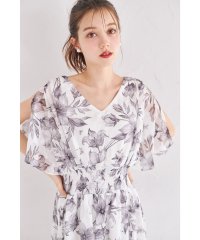 tocco closet/トッコクローゼット tocco closet 後ろリボン付きスリットスリーブウエストシャーリングフラワープリントワンピース/508027222