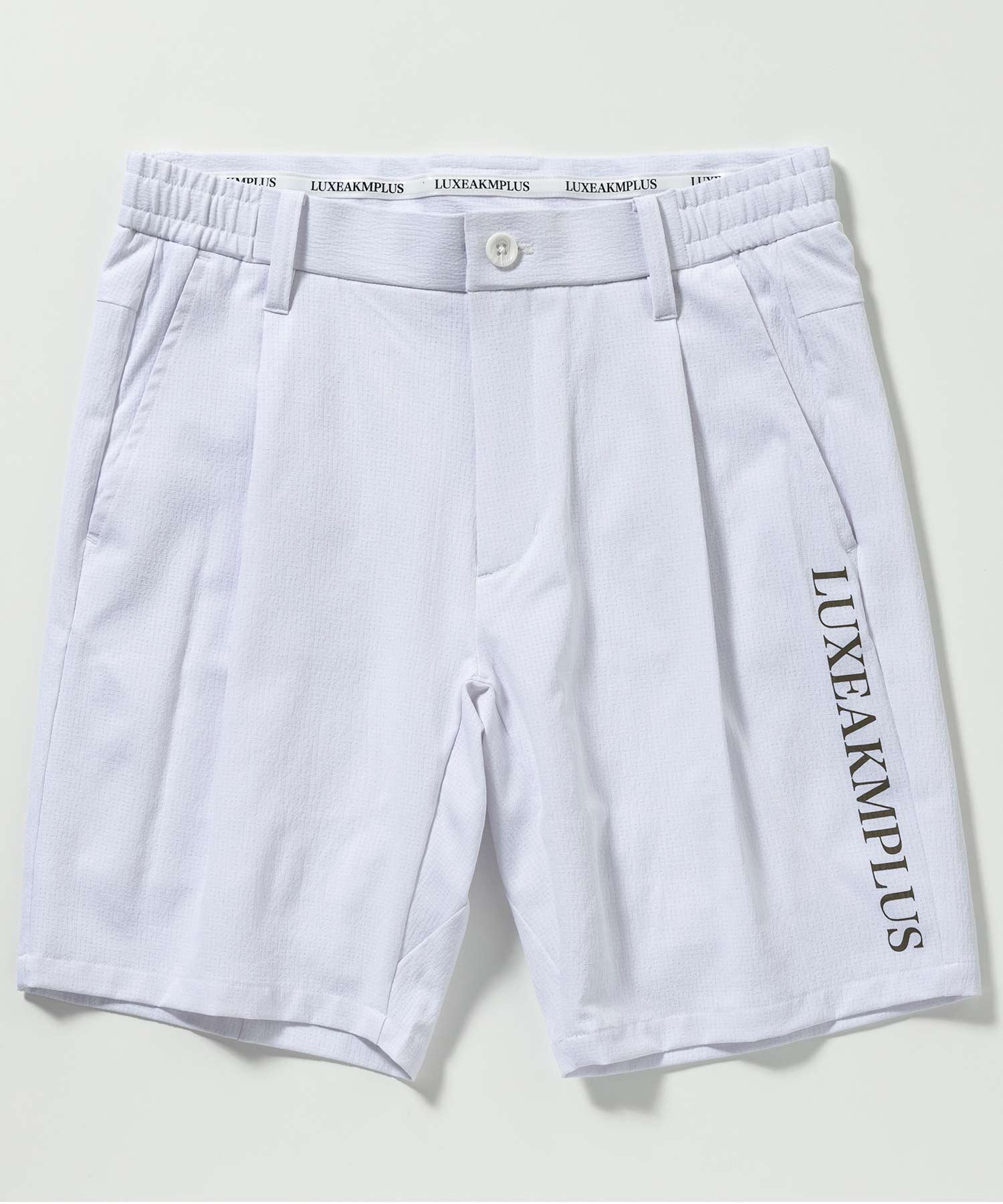M LUXEAKMPLUS サイドロゴ スーパーストレッチ パンツ ホワイト