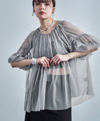 Fashion Letter/ファッションレター Fashion Letter チュールギャザー5分袖ブラウス/508027559