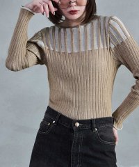 Fashion Letter/ファッションレター Fashion Letter リブ切り替え長袖カットソー/508027564