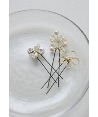 niana/ニアナ niana フラワーモチーフヘアピン3本セット Uピン パール ビーズ ヘアアクセサリー 花 ゴールド シルバー 結婚式 二次会 パーティー オケージョ/508027572