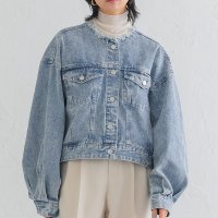 aquagarage/アクアガレージ aquagarage ノーカラー袖ボリュームデニムジャケット 春 秋 冬 M/508028592