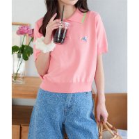 KOBE LETTUCE/コウベレタス KOBE LETTUCE 胸元刺繍バイカラーポロニットトップス [N1170]/508028644