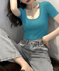 RIFF/リフ Riff UネックカラーTシャツ カットソー Tシャツ トップス シンプル ベーシック 半袖 無地/507152776