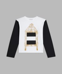 agnes b. FEMME/プリント コットン 長袖 Tシャツ "Miroir dor? rayures"/508006523