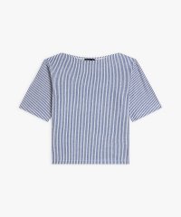 agnes b. FEMME/ストライプ リネン ボートネック 5分袖 Tシャツ "Ocean"/508006532
