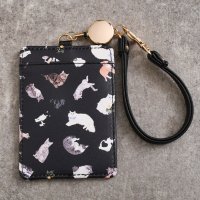 REAL STYLE/リアルスタイル REAL STYLE パスケース レディース リール付き UCHINOKOKAMO 2 ネコ フラワー フェイクレザー 定期入れ icカード 通/508030873