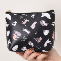 REAL STYLE/リアルスタイル REAL STYLE ポーチ 小物入れ レディース ミニポーチ UCHINOKOKAMO 2 ネコ フラワー フェイクレザー 舟形 小さめ 軽い/508030874