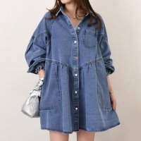 REAL STYLE/リアルスタイル REAL STYLE ワンピース 長袖 春 秋 デニム 膝丈 膝上 大きいサイズ フレア Aライン レディース トップス アウター 羽織り 上着/508030886