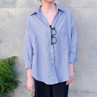 REAL STYLE/リアルスタイル REAL STYLE ストライプシャツ レディース 長袖 ストライプ柄 ブルー 青 大きいサイズ おしゃれ 春 夏 秋 冬 薄手 速乾 トップス/508030892