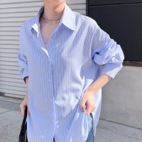 REAL STYLE/リアルスタイル REAL STYLE ストライプシャツ レディース 長袖 ストライプ柄 ブルー 青 大きいサイズ おしゃれ 春 夏 秋 冬 薄手 速乾 トップス/508030892