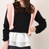 REAL STYLE/リアルスタイル REAL STYLE カットソー レディース 長袖 薄手 春 夏 秋 トップス ショート丈 短め 綿 コットン おしゃれ 白 黒 ゆったり 可愛/508030895
