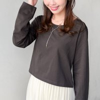 REAL STYLE/リアルスタイル REAL STYLE カットソー レディース 長袖 薄手 春 夏 秋 トップス ショート丈 短め 綿 コットン おしゃれ 白 黒 ゆったり 可愛/508030895