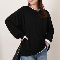 REAL STYLE/リアルスタイル REAL STYLE カットソー レディース 長袖 白 黒 大きいサイズ 春 夏 秋 ゆるてろ トップス ロンT ロンティー チュニック 無地 /508030896