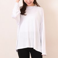 REAL STYLE/リアルスタイル REAL STYLE カットソー レディース 長袖 白 黒 大きいサイズ 春 夏 秋 ゆるてろ トップス ロンT ロンティー チュニック 無地 /508030896