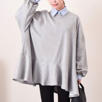 REAL STYLE/リアルスタイル REAL STYLE チュニック 長袖 春 カットソー スウェット ワンピース レディース きれいめ 大きいサイズ フレア フリル Aライン ト/508030897