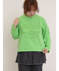 Samansa Mos2/ピグメント加工ロゴ刺繍ロングTシャツ/508031239