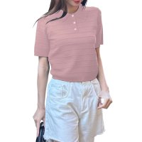 KOBE LETTUCE/コウベレタス KOBE LETTUCE ［ 岡部あゆみさんコラボ ］ リップルボーダーポロカラーニットトップス [N1129]/508031896