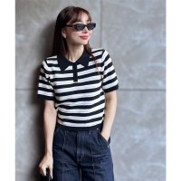 KOBE LETTUCE/コウベレタス KOBE LETTUCE ［ 岡部あゆみさんコラボ ］ リップルボーダーポロカラーニットトップス [N1129]/508031896