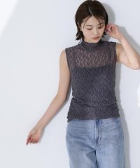NATURAL BEAUTY BASIC/ハイネックシアーレースノースリーブカットソー/508020635