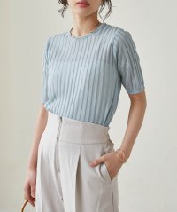 Ranan/ラナン RANAN 5分袖シアーラメリブニット/508028069