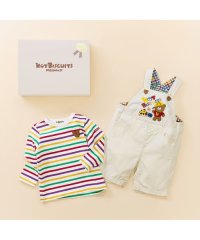 MIKI HOUSE HOT BISCUITS/オーバーオール＆ボーダー長袖Tシャツセット【BOX付き】/508032819