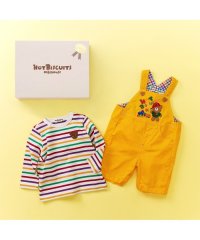 MIKI HOUSE HOT BISCUITS/オーバーオール＆ボーダー長袖Tシャツセット【BOX付き】/508032819