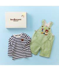 MIKI HOUSE HOT BISCUITS/オーバーオール＆ボーダー長袖Tシャツセット【BOX付き】/508032819
