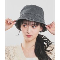 Honeys/ハニーズ Honeys ダメージバケットハット 帽子 バケットハット サイズ調整 ダメージ加工 ツイル素材 綿100％ ヴィンテージ感 無地 手洗い レディース/508033090