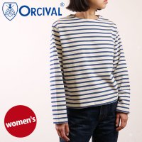 ORCIVAL/オーシバル ORCIVAL CREW NECK L/S P.O. ECRU/MARINE [#B259 SS25]/508033216
