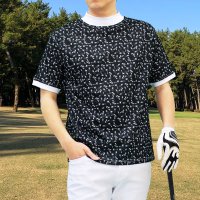 TopIsm/トップイズム TopIsm ゴルフ モックネック メンズ ゴルフウェア 速乾ドライメッシュ ストレッチ 半袖 ポロシャツ 春夏 カモフラ 迷彩 総柄 千鳥格子 /506061235