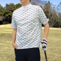 TopIsm/トップイズム TopIsm ゴルフ モックネック メンズ ゴルフウェア 速乾ドライメッシュ ストレッチ 半袖 ポロシャツ 春夏 カモフラ 迷彩 総柄 千鳥格子 /506061235