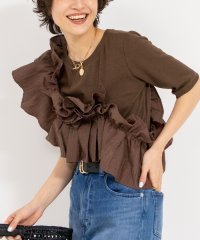 Rie Miller/フリル付き3WAYストレッチリブカットソー/508034051