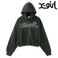 X-girl/エックスガール X－girl STAR LOGO ZIP UP HOODIE OLIVE [105251012004 SS25]/508037492
