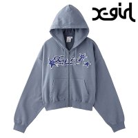 X-girl/エックスガール X－girl STAR LOGO ZIP UP HOODIE OLIVE [105251012004 SS25]/508037492