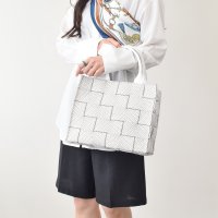 ALMA TONUTTI/アルマトヌッティ ALMA TONUTTI レザーハンドル雑材ハンドバッグ/508037551