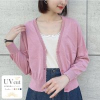 F.i.n.t/フィント F i.n.t 【洗える/洗濯機洗い可/UV加工/5色展開】シアーフラワー釦UVカットニットカーディガン/F&A/508037564