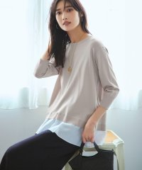 NIJYUSANKU（LARGE SIZE）/【洗える】レーヨンポリエステルストレッチ シャツコンビ ニット/508037974