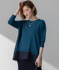 NIJYUSANKU（LARGE SIZE）/【洗える】レーヨンポリエステルストレッチ シャツコンビ ニット/508037974