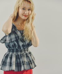 N Natural Beauty Basic/チェックペプラムブラウス/508036505