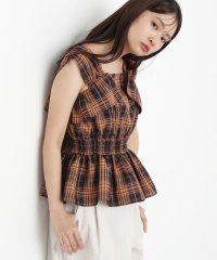 N Natural Beauty Basic/チェックペプラムブラウス/508036505