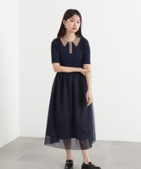 N Natural Beauty Basic/ポロニットチュールスカートドッキングワンピース/508036508