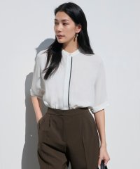 ICB（LARGE SIZE）/【人気のため新色追加・接触冷感・UVケア・速乾・洗える】BackSatinAmunzen 5分袖バンドカラーブラウス/508040112