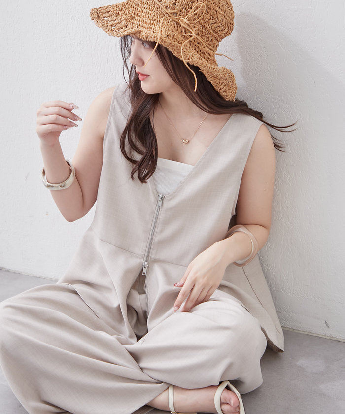 セール】【新色追加！】【SET UP商品】前ZIPペプラムベスト