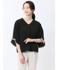 m.f.editorial/カットジョーゼット 配色 7分袖プルオーバー/508041862
