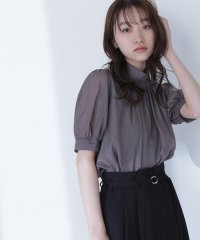 NATURAL BEAUTY BASIC/ハイネックシアーボリュームブラウス/508032941