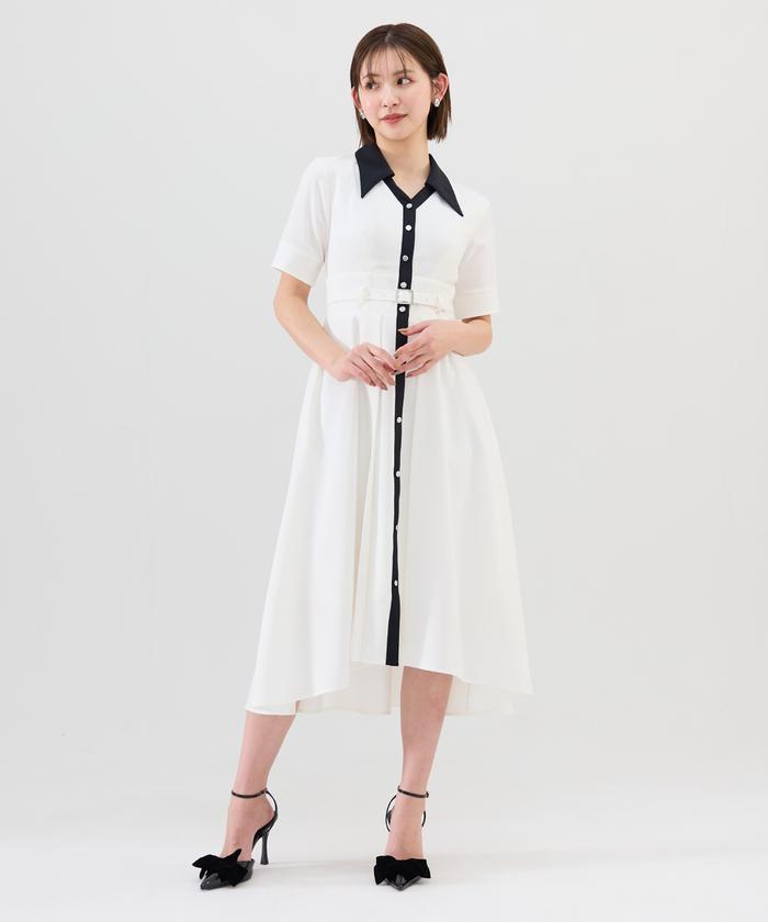セール 40%OFF】バイカラースキッパー半袖シャツワンピース