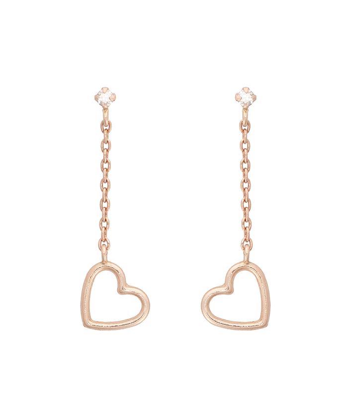 MAX80%OFF／セール開催中 K10PG 誕生石≫(508043353 チェーンハートピアス≪4月 アクセサリー