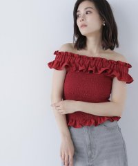 NATURAL BEAUTY BASIC/フリルシャーリングオフショルブラウス/508032942